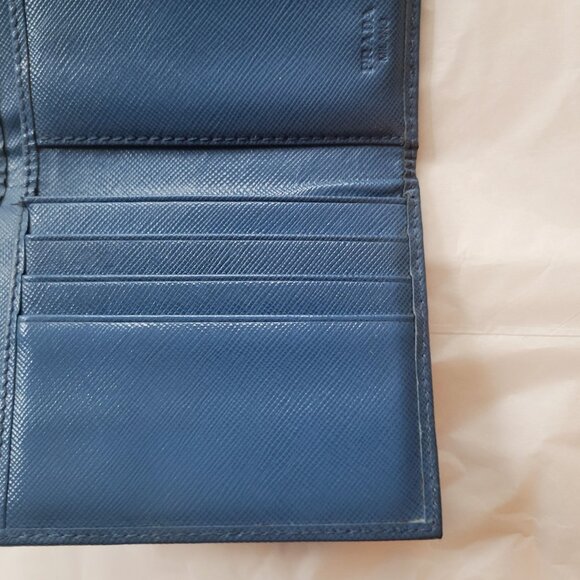Authentic Prada Blue Saffiano Unisex Tri-fold Wallet in Box - Picture 3 of 8